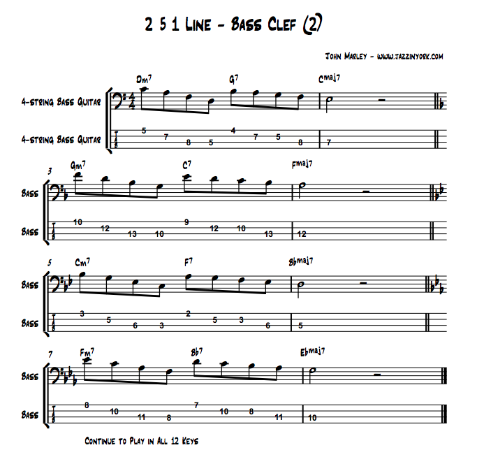 2-15 bass clef walking bass line example 2.
